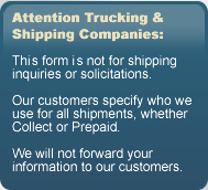 Attention: This form is not for shipping inquiries or solicitations