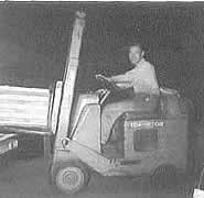 Arnie Johnson on the fork lift at Cicero Avenue.